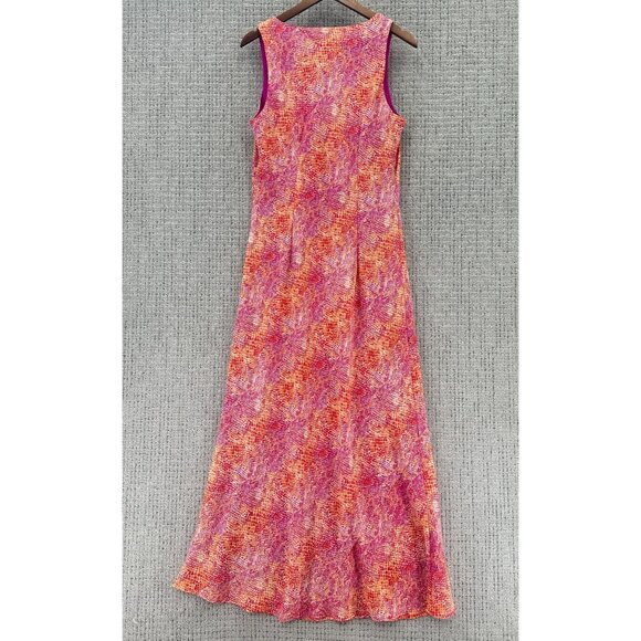 CDC Caren Desiree Company Maxi Dress 14 Orange Pink Sleeveless Lined Abstract - Picture 2 of 11